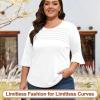 image:imageBlingfit Womens Tops 34 Length Sleeve Dressy Casual Shirts Bell Sleeve Front Pleated Fasion Trendy Summer Blouses 2026White