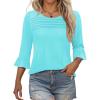 image:imageBlingfit Womens Tops 34 Length Sleeve Dressy Casual Shirts Bell Sleeve Front Pleated Fasion Trendy Summer Blouses 2026Alake Green