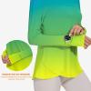 image:imageBlingfit Womens Workout Tops Long Sleeve Running Hiking Athletic Gym Shirts Lightweight UPF50 UV Rash Guard Sun ProtectionBbluegreen Gradient