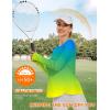 image:imageBlingfit Womens Workout Tops Long Sleeve Running Hiking Athletic Gym Shirts Lightweight UPF50 UV Rash Guard Sun ProtectionBbluegreen Gradient