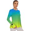 image:imageBlingfit Womens Workout Tops Long Sleeve Running Hiking Athletic Gym Shirts Lightweight UPF50 UV Rash Guard Sun ProtectionBbluegreen Gradient