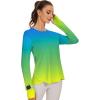 image:imageBlingfit Womens Workout Tops Long Sleeve Running Hiking Athletic Gym Shirts Lightweight UPF50 UV Rash Guard Sun ProtectionBbluegreen Gradient