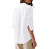 image:imagesiliteelon Button Down Shirts for Women Oxford Shirt Cotton Dress Shirts Collared Long Sleeve Wrinkle Free Blouse TopsA White