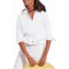 image:imagesiliteelon Button Down Shirts for Women Oxford Shirt Cotton Dress Shirts Collared Long Sleeve Wrinkle Free Blouse TopsA White