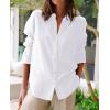 image:imagesiliteelon Button Down Shirts for Women Oxford Shirt Cotton Dress Shirts Collared Long Sleeve Wrinkle Free Blouse TopsA White
