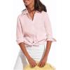 image:imagesiliteelon Button Down Shirts for Women Oxford Shirt Cotton Dress Shirts Collared Long Sleeve Wrinkle Free Blouse TopsB Light Pink