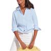 image:imagesiliteelon Button Down Shirts for Women Oxford Shirt Cotton Dress Shirts Collared Long Sleeve Wrinkle Free Blouse TopsC Baby Blue