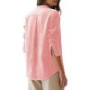 image:imagesiliteelon Button Down Shirts for Women Oxford Shirt Cotton Dress Shirts Collared Long Sleeve Wrinkle Free Blouse TopsC Misty Rose
