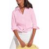 image:imagesiliteelon Button Down Shirts for Women Oxford Shirt Cotton Dress Shirts Collared Long Sleeve Wrinkle Free Blouse TopsC Pink