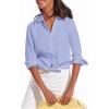 image:imagesiliteelon Button Down Shirts for Women Oxford Shirt Cotton Dress Shirts Collared Long Sleeve Wrinkle Free Blouse TopsC Purplish Blue