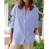 image:imagesiliteelon Button Down Shirts for Women Oxford Shirt Cotton Dress Shirts Collared Long Sleeve Wrinkle Free Blouse TopsC Purplish Blue