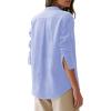 image:imagesiliteelon Button Down Shirts for Women Oxford Shirt Cotton Dress Shirts Collared Long Sleeve Wrinkle Free Blouse TopsC Purplish Blue