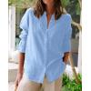 image:imagesiliteelon Button Down Shirts for Women Oxford Shirt Cotton Dress Shirts Collared Long Sleeve Wrinkle Free Blouse TopsD Blue