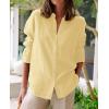 image:imagesiliteelon Button Down Shirts for Women Oxford Shirt Cotton Dress Shirts Collared Long Sleeve Wrinkle Free Blouse TopsD Light Yellow