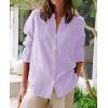 image:imagesiliteelon Button Down Shirts for Women Oxford Shirt Cotton Dress Shirts Collared Long Sleeve Wrinkle Free Blouse TopsLilac