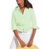 image:imagesiliteelon Button Down Shirts for Women Oxford Shirt Cotton Dress Shirts Collared Long Sleeve Wrinkle Free Blouse TopsMint Green