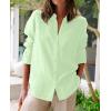 image:imagesiliteelon Button Down Shirts for Women Oxford Shirt Cotton Dress Shirts Collared Long Sleeve Wrinkle Free Blouse TopsMint Green
