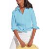 image:imagesiliteelon Button Down Shirts for Women Oxford Shirt Cotton Dress Shirts Collared Long Sleeve Wrinkle Free Blouse TopsRiver Blue