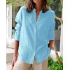 image:imagesiliteelon Button Down Shirts for Women Oxford Shirt Cotton Dress Shirts Collared Long Sleeve Wrinkle Free Blouse TopsRiver Blue