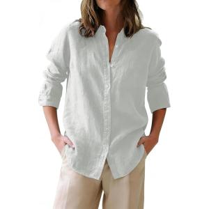 image:imagesiliteelon Button Down Shirts for Women Oxford Shirt Cotton Dress Shirts Collared Long Sleeve Wrinkle Free Blouse TopsSmoky Gray