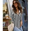 image:imagesiliteelon Button Down Shirts for Women Striped Dress Shirts Long Sleeve Casual Collared Office Work Blouses TopsBlack