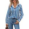 image:imagesiliteelon Button Down Shirts for Women Striped Dress Shirts Long Sleeve Casual Collared Office Work Blouses TopsBlue