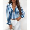 image:imagesiliteelon Button Down Shirts for Women Striped Dress Shirts Long Sleeve Casual Collared Office Work Blouses TopsBlue