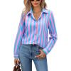 image:imagesiliteelon Button Down Shirts for Women Striped Dress Shirts Long Sleeve Casual Collared Office Work Blouses TopsBlue and Pink
