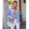 image:imagesiliteelon Button Down Shirts for Women Striped Dress Shirts Long Sleeve Casual Collared Office Work Blouses TopsBlue and Pink