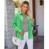 image:imagesiliteelon Button Down Shirts for Women Striped Dress Shirts Long Sleeve Casual Collared Office Work Blouses TopsGreen