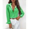 image:imagesiliteelon Button Down Shirts for Women Striped Dress Shirts Long Sleeve Casual Collared Office Work Blouses TopsGreen