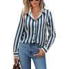 image:imagesiliteelon Button Down Shirts for Women Striped Dress Shirts Long Sleeve Casual Collared Office Work Blouses TopsNavy Blue