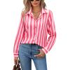 image:imagesiliteelon Button Down Shirts for Women Striped Dress Shirts Long Sleeve Casual Collared Office Work Blouses TopsPink