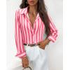 image:imagesiliteelon Button Down Shirts for Women Striped Dress Shirts Long Sleeve Casual Collared Office Work Blouses TopsPink