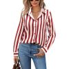 image:imagesiliteelon Button Down Shirts for Women Striped Dress Shirts Long Sleeve Casual Collared Office Work Blouses TopsRed
