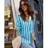 image:imagesiliteelon Button Down Shirts for Women Striped Dress Shirts Long Sleeve Casual Collared Office Work Blouses TopsTwotone Blue
