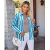 image:imagesiliteelon Button Down Shirts for Women Striped Dress Shirts Long Sleeve Casual Collared Office Work Blouses TopsTwotone Blue