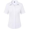 image:imagesiliteelon Button Down Shirts for Women Slim Fit Short Sleeve Button Up Dress Shirt Formal Work BlousesWhite