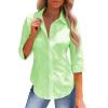 image:imagesiliteelon Button Down Shirts for Women Slim Fit Stain Shield 34 Sleeve Dress Shirt Formal Work Button Up BlousesMint Green