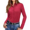 image:imagesiliteelon Button Down Shirts for Women Slim Fit Stretch Long Sleeve Dress Shirt Wrinkle Resistant Office Blouse WorkBurgundy