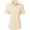 image:imagesiliteelon Button Down Shirts for Women Stain Shield Short Sleeve Dress Shirt Wrinkle Free Work Business Office BlousesBeige