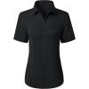 image:imagesiliteelon Button Down Shirts for Women Stain Shield Short Sleeve Dress Shirt Wrinkle Free Work Business Office BlousesBlack