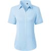 image:imagesiliteelon Button Down Shirts for Women Stain Shield Short Sleeve Dress Shirt Wrinkle Free Work Business Office BlousesLight Blue
