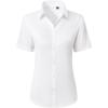 image:imagesiliteelon Button Down Shirts for Women Stain Shield Short Sleeve Dress Shirt Wrinkle Free Work Business Office BlousesWhite