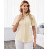 image:imagesiliteelon Button Down Shirts for Women Slim Fit Short Sleeve Button Up Dress Shirt Formal Work BlousesBeige