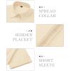 image:imagesiliteelon Button Down Shirts for Women Slim Fit Short Sleeve Button Up Dress Shirt Formal Work BlousesBeige
