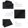 image:imagesiliteelon Button Down Shirts for Women Slim Fit Short Sleeve Button Up Dress Shirt Formal Work BlousesBlack