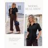 image:imagesiliteelon Button Down Shirts for Women Slim Fit Short Sleeve Button Up Dress Shirt Formal Work BlousesBlack