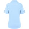 image:imagesiliteelon Button Down Shirts for Women Slim Fit Short Sleeve Button Up Dress Shirt Formal Work BlousesBlue