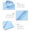 image:imagesiliteelon Button Down Shirts for Women Slim Fit Short Sleeve Button Up Dress Shirt Formal Work BlousesBlue
